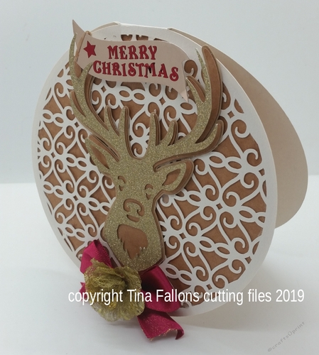 Deer / Stag - Layered 3d Christmas Card Round shape 
