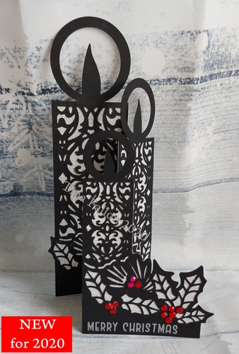 Trifold Christmas Candle Cutwork Greetings Card