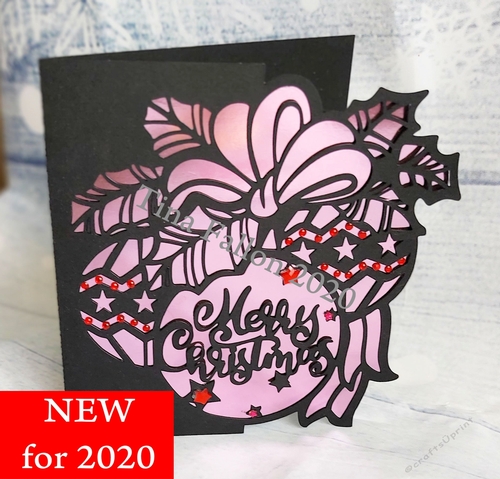 Christmas Bauble and Holly Cutwork Greetings Card -