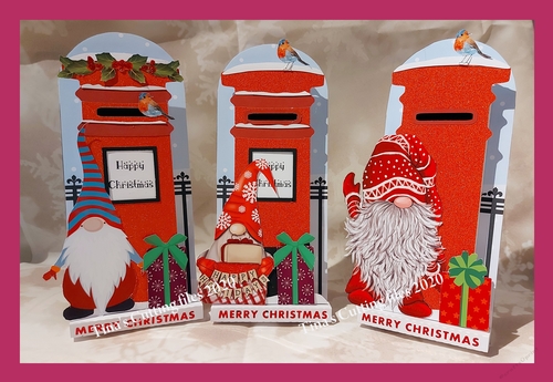 Dimensional Stand Up / Pop out Christmas Letter Box card with artwork included Gonks Gnomes  Set