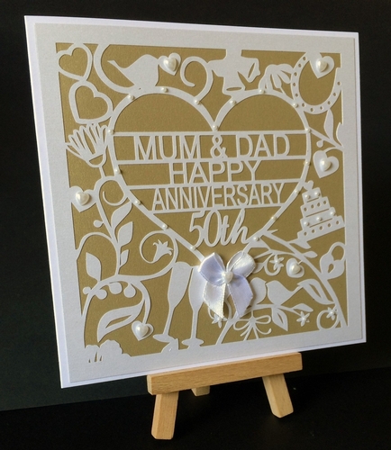 50th Golden Wedding Anniversary Card Topper to Mum & Dad Fiftieth