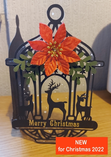 Luxury Reindeer lantern Christmas Holiday Card b