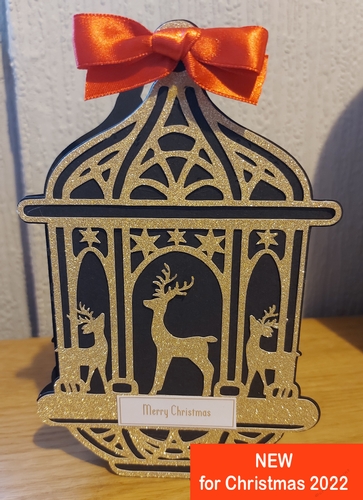 Luxury Reindeer lantern Christmas Holiday Card c