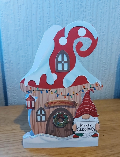 Christmas Gnome Home - dimensional 3d card for machine or handcutting