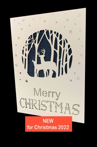 Deer in Forest Christmas card with greetings insert