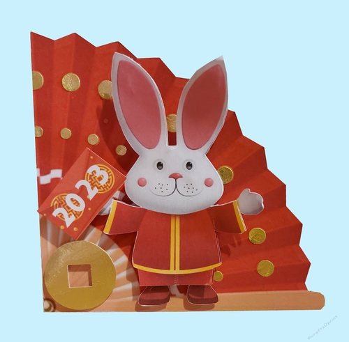 Lunar Year of the Rabbit Chinese New Year 2023 - fan shaped card 2