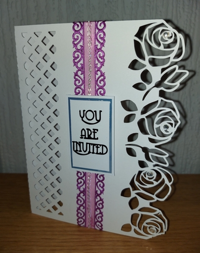 Rose Edge card with gift box Wedding Card Wedding invite Birthday 