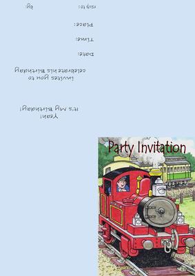 Tobias the Tank Engine Party Invitation from a Boy