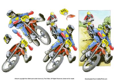 Moto Cross Design No2 Dirt Bikes Step by Step Decoupage