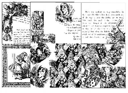 Alice in Wonderland - 24 Backing Papers (black on White) - H