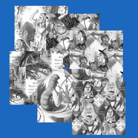 Alice in Wonderland - 15 Backing Papers (greyscale) - Hand C
