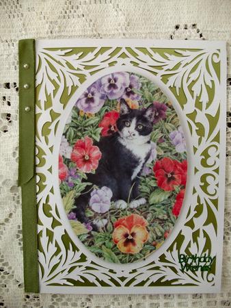 All in One Card Cat with Pansies