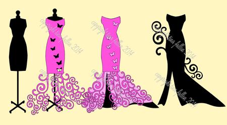 Ladies Filigree Dress and Mannequin