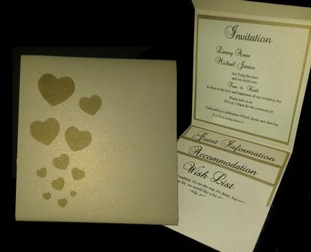 Hearts Pocketfold Invitation for Weddings Anniversaries