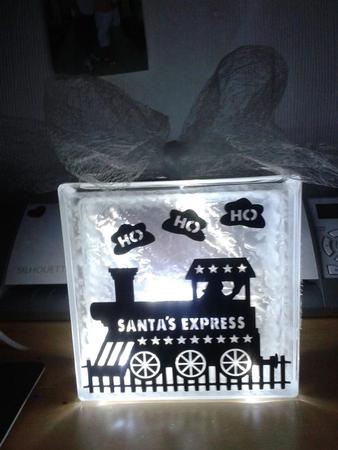 Santas Express Train Vinylcardsglass Blocks
