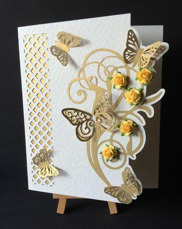 Butterfly Lattice Cut Out Card with Topper - Format