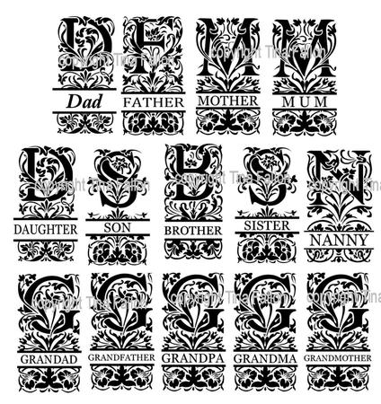 Set Of 14 Family Split Letters For Vinyl Word Art