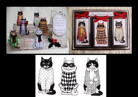 3 Christmas Cats (set 1 ) Print N Cut