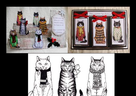 3 Christmas Cats (set 2) Print N Cut