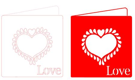 Elegant Love Heart Card Template - Cut File