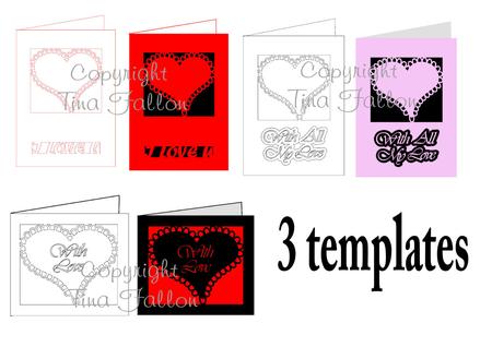 Loving Hearts Set Of 3 Pretty Card Templates