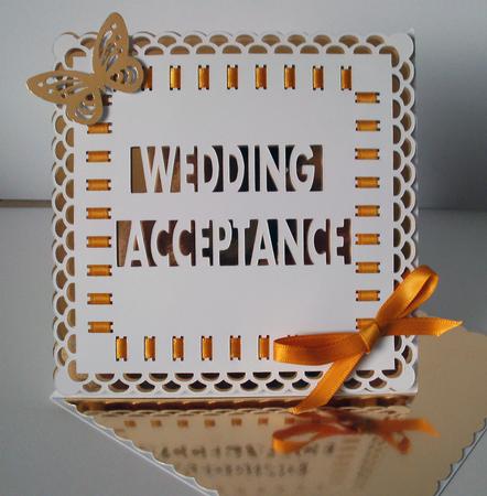 Wedding Acceptance Twised Easel Card And Box