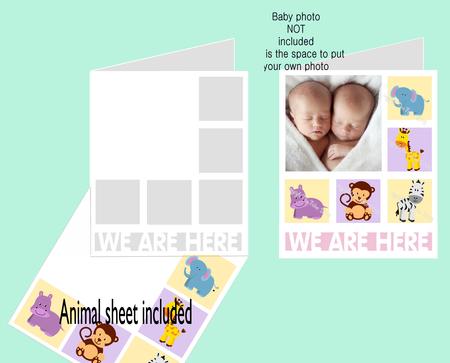 Baby Twins - We Are Here Card Template Cutting And