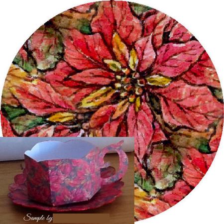 Poinsettia Cup And Saucer Cut And Print