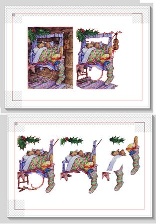 3D Decoupage Christmas Eve Mice Print N Cut File