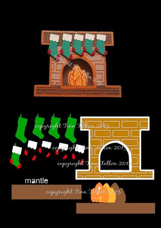 Card Template Christmas Fireplace File