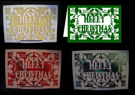Card Template Merry Christmas And Holly 3