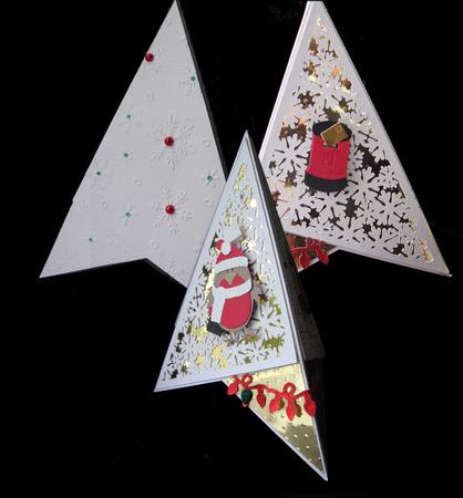 Pyramid Card With 4 Snowflake Cut Out Panels