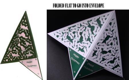 Pyramid Card With 4 Holly Cut Out Panels