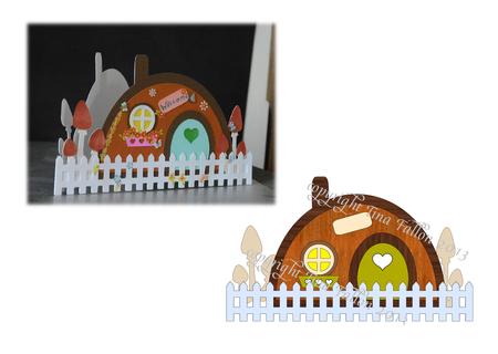 Fairy Fairies House Card Template With Toadstools Fence Etc