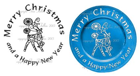 Reindeer Word Art Christmas For Vinyl Mirrors Plates Etc