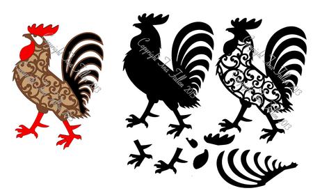 Filigree Chicken rooster cockerel Cutting File