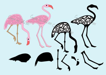 2 Filigree Flamingoes Cutting File