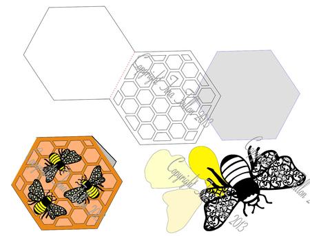 Filigree Honeycomb Card Template And Bee 2 Files