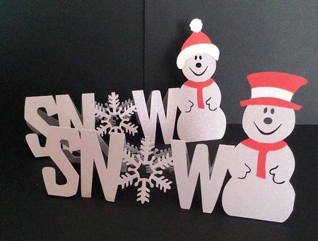 Snow Word Card Template With Snowman And Accessories