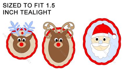 Reindeers + Santa For Hanging Decorations Tree Tealights