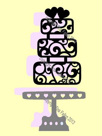 Filigree Wedding Cake And Stand Topper