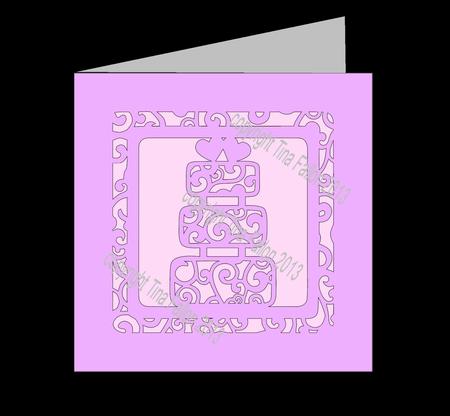 Filigree Wedding Cake Card Template