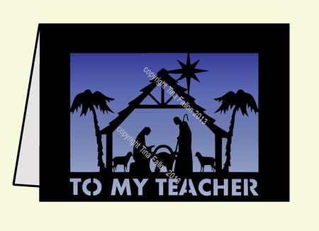 Teacher Christmas Manger Scene Card Template
