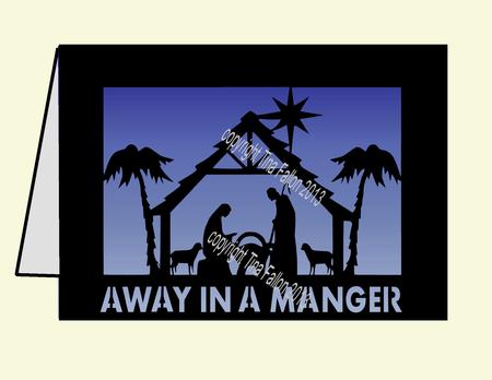 Away In A Manger - Christmas Silhouette Card Template