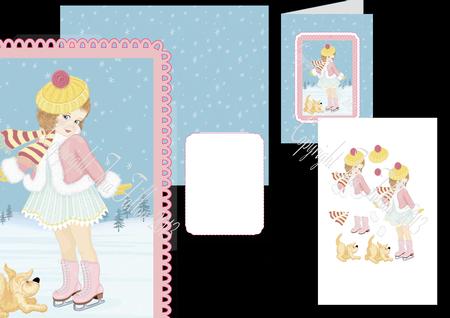 Winter Girl 3D Decoupaged Card Print N Cut Kit