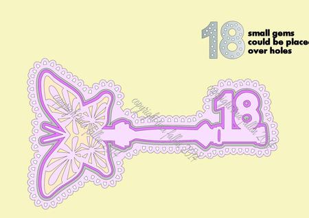 18th Birthday Key Butterfly Design With Box