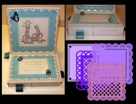 Square Easel Card With 4 Underdrawers And 4 Doilies