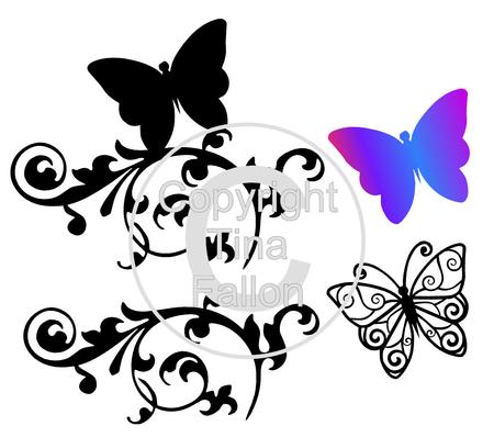 Layered Butterfly With Single Flourish Florish