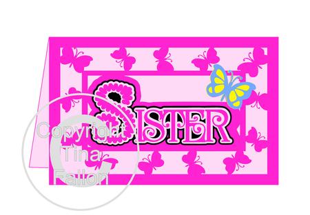 Sister Butterfly Card With Layered Word Topper