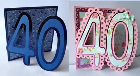 40th Shaped Card Templates X 2 Cards (with Layering)